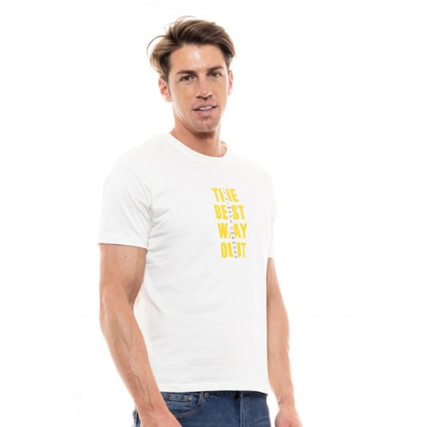 BISTON ΚΟΝΤΟΜΑΝΙΚΟ  T-SHIRT ΜΕ ΤΥΠΩΜΑ 47-206-023 WHITE