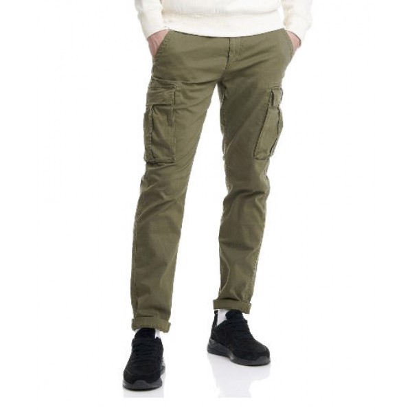 CALEB / MINHAO/ TONY MORO  JEANS CARGO KHAKI ΧΩΡΙΣ ΛΑΣΤΙΧΟ ΚΑΤΩ ΙΣΙΑ ΓΡΑΜΜΗ KS22-95FSK