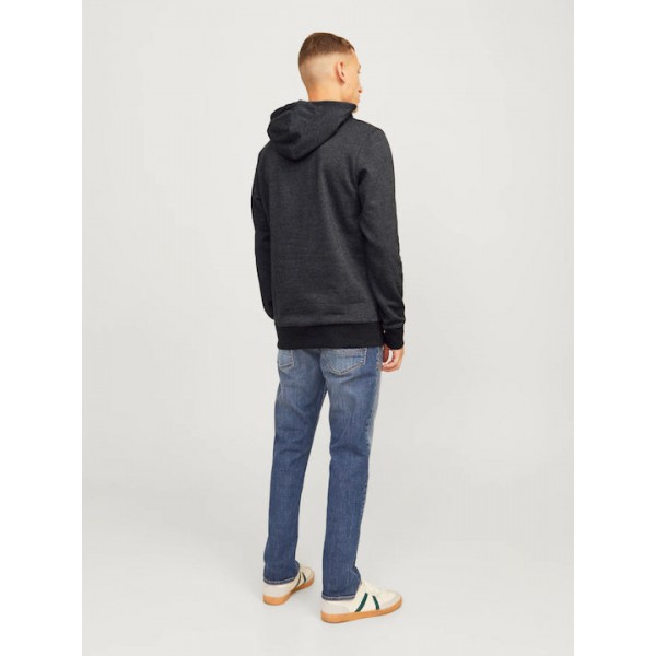 JACK & JONES ΑΝΔΡΙΚΟ ΦΟΥΤΕΡ ΜΕ ΚΟΥΚΟΥΛΑ 12256848 BLACK MELANGE