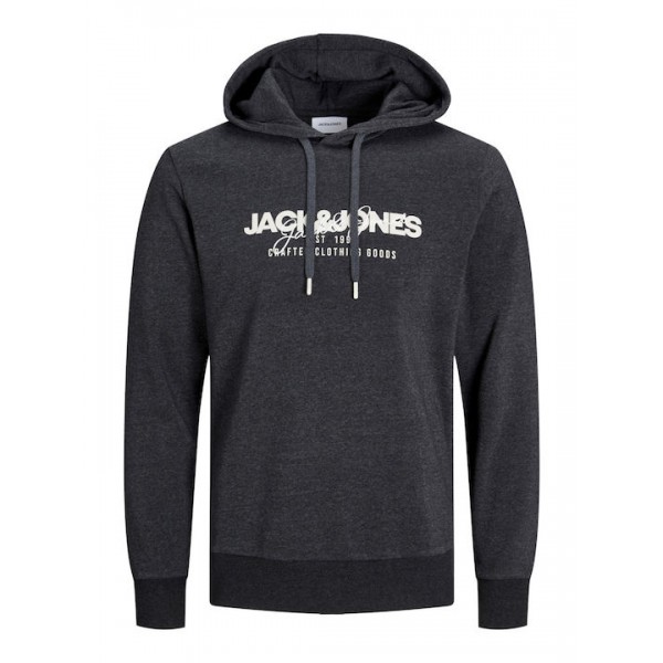 JACK & JONES ΑΝΔΡΙΚΟ ΦΟΥΤΕΡ ΜΕ ΚΟΥΚΟΥΛΑ 12256848 BLACK MELANGE