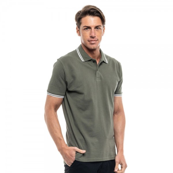 BISTON ΚΟΝΤΟΜΑΝΙΚΟ POLO T-SHIRT ΜΕ ΤΥΠΩΜΑ 47-206-010 KHAKI