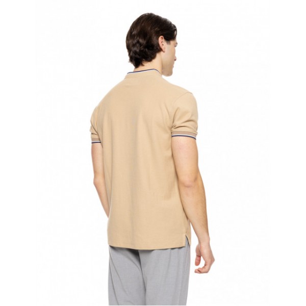 BISTON FASHION ΚΟΝΤΟΜΑΝΙΚΟ MAO POLO  T-SHIRT 51-206-023 DARK BEIGE