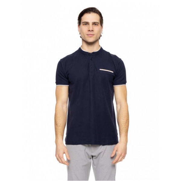 BISTON FASHION ΚΟΝΤΟΜΑΝΙΚΟ MAO POLO  T-SHIRT 51-206-023 NAVY