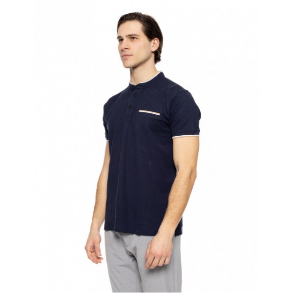 BISTON FASHION ΚΟΝΤΟΜΑΝΙΚΟ MAO POLO  T-SHIRT 51-206-023 NAVY