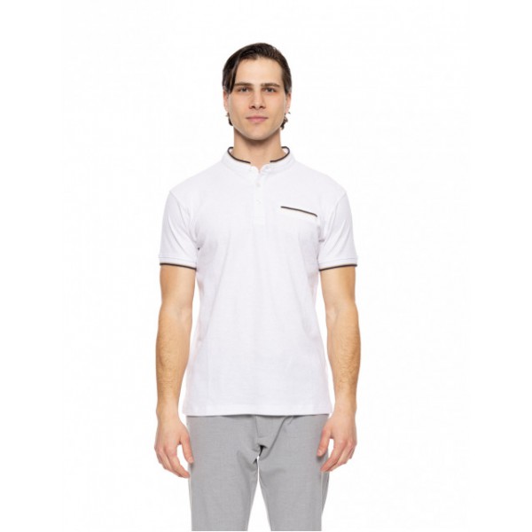 BISTON FASHION ΚΟΝΤΟΜΑΝΙΚΟ MAO POLO  T-SHIRT 51-206-023 WHITE