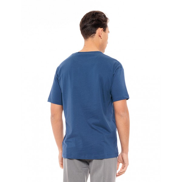 BISTON ΚΟΝΤΟΜΑΝΙΚΟ  T-SHIRT ΜΕ ΣΤΑΜΠΑ 49-206-018 INDIGO