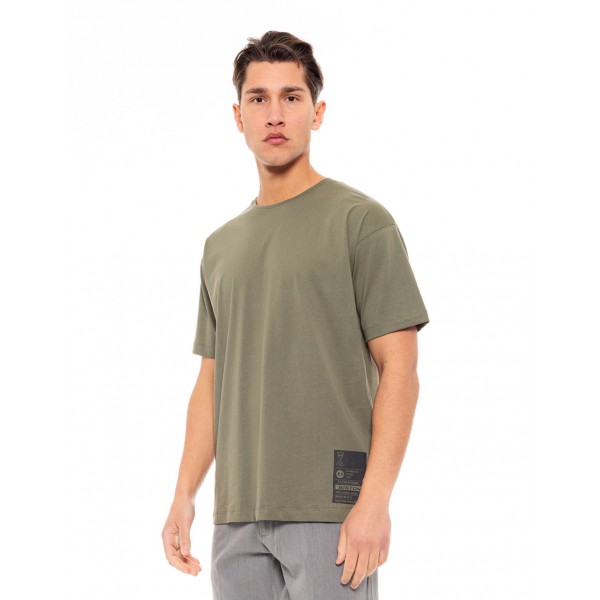 BISTON ΚΟΝΤΟΜΑΝΙΚΟ  T-SHIRT ΜΕ ΣΤΑΜΠΑ 49-206-018 KHAKI