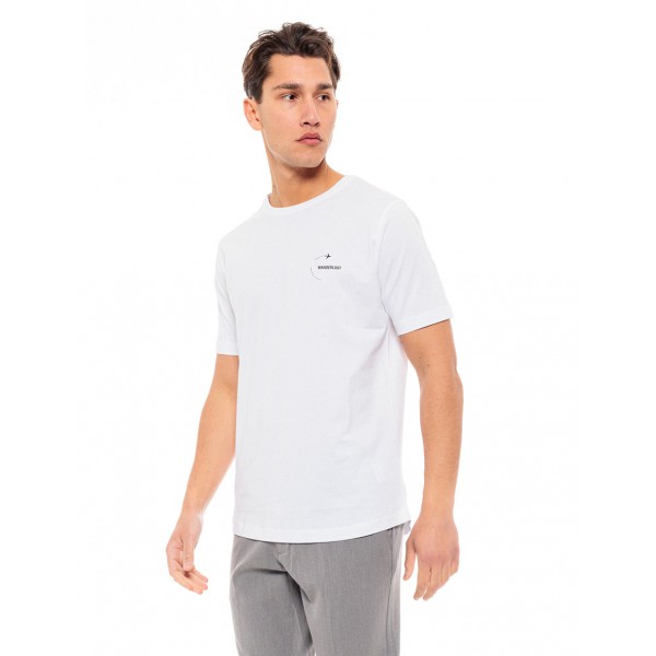 BISTON ΚΟΝΤΟΜΑΝΙΚΟ  T-SHIRT ΜΕ ΣΤΑΜΠΑ 49-206-028 WHITE