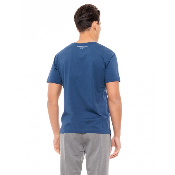 BISTON ΚΟΝΤΟΜΑΝΙΚΟ  T-SHIRT ΜΕ ΣΤΑΜΠΑ 49-206-030 INDIGO