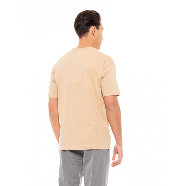 BISTON ΚΟΝΤΟΜΑΝΙΚΟ  T-SHIRT ΜΕ ΣΤΑΜΠΑ 49-206-032 BEIGE