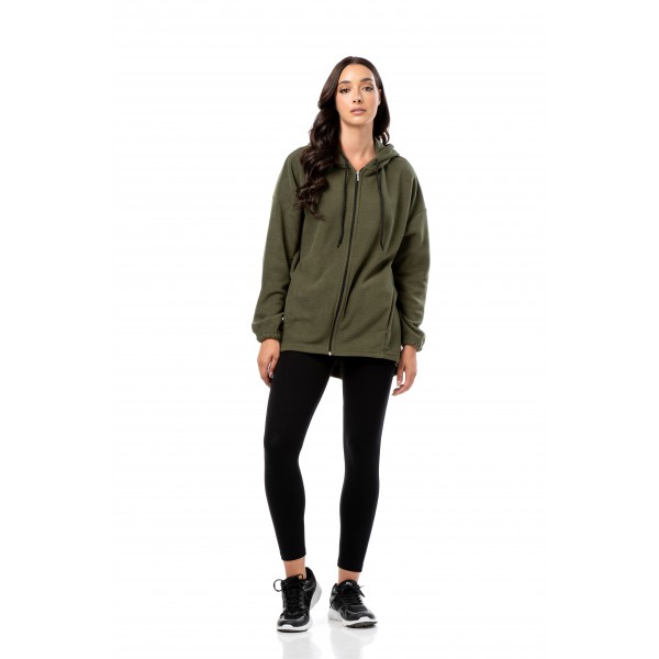 BODYMOVE ΖΑΚΕΤΑ ΓΥΝΑΙΚΕΙΑ FLEECE ΜΕ ΚΟΥΚΟΥΛΑ 1412 KHAKI