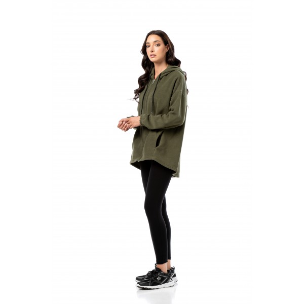 BODYMOVE ΖΑΚΕΤΑ ΓΥΝΑΙΚΕΙΑ FLEECE ΜΕ ΚΟΥΚΟΥΛΑ 1412 KHAKI