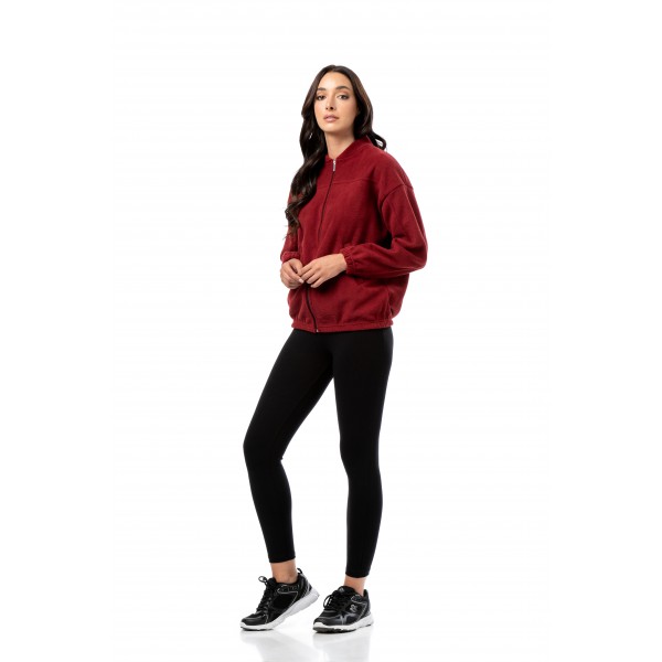 BODYMOVE ΖΑΚΕΤΑ ΓΥΝΑΙΚΕΙΑ BOMBER FLEECE 1413 BORDO