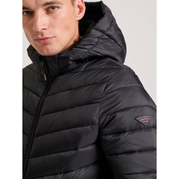 FUNKY BUDDHA PUFFER BOMBER ΜΕ ΚΟΥΚΟΥΛΑ  FBM010-002-01 NAVY