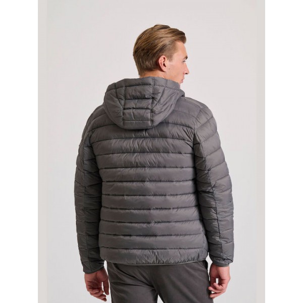 FUNKY BUDDHA PUFFER BOMBER ΜΕ ΚΟΥΚΟΥΛΑ  FBM010-002-01 GREY