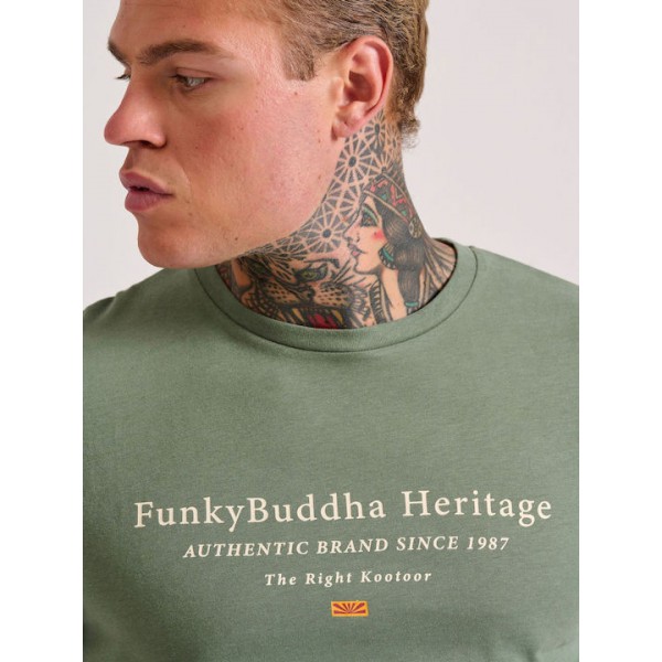 FUNKY BUDDHA ΑΝΔΡΙΚΟ T-SHIRT  FBM010-003-04 DK GREEN