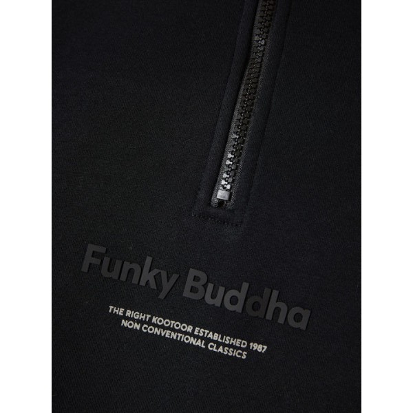 FUNKY BUDDHA BLACK RELAXED ΦΟΥΤΕΡ HALF ZIP FBM010-011-06