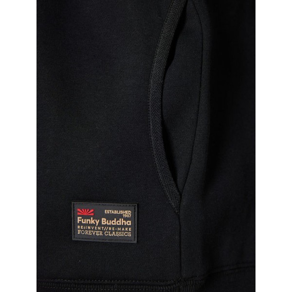 FUNKY BUDDHA BLACK RELAXED ΦΟΥΤΕΡ HALF ZIP FBM010-011-06