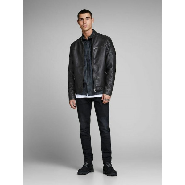 JACK & JONES BIKER ΔΕΡΜΑΤΙΝΗ JACKET BLACK  12147218