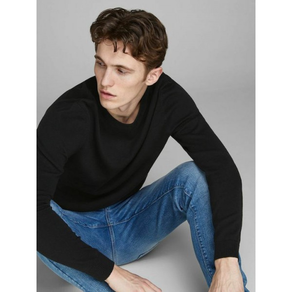 JACK & JONES ΠΛΕΚΤΟ ΛΕΠΤΟ ΠΟΥΛΟΒΕΡ BLACK 12137190