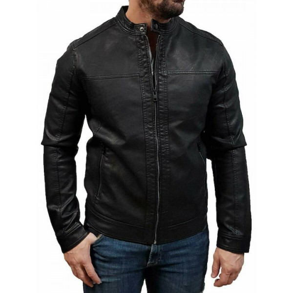 JACK & JONES BIKER ΔΕΡΜΑΤΙΝΗ JACKET BLACK 12182461