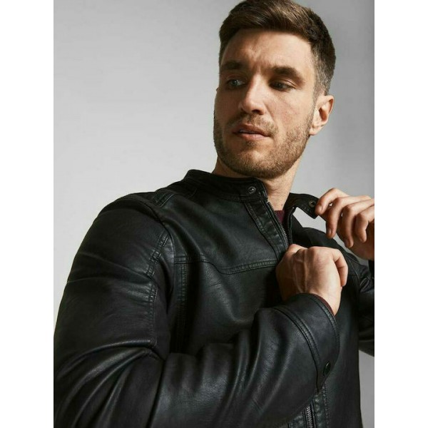 JACK & JONES BIKER ΔΕΡΜΑΤΙΝΗ JACKET BLACK 12182461