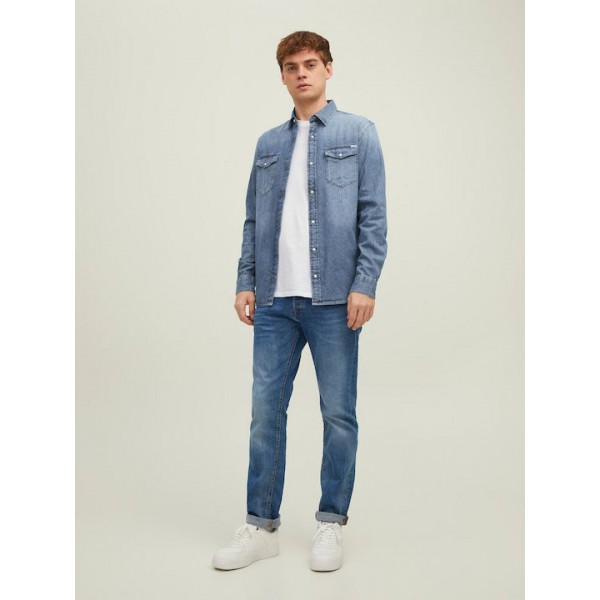 JACK & JONES ΜΑΚΡΥΜΑΝΙΚΟ ΠΟΥΚΑΜΙΣΟ 12138115 MEDIUM BLUE