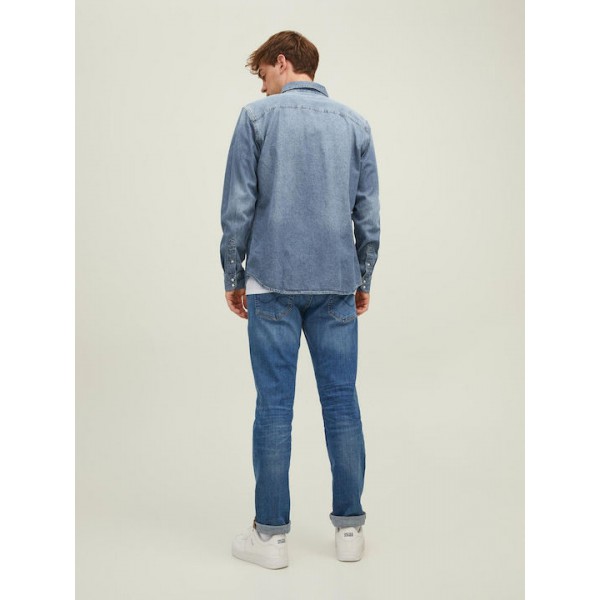 JACK & JONES ΜΑΚΡΥΜΑΝΙΚΟ ΠΟΥΚΑΜΙΣΟ 12138115 MEDIUM BLUE