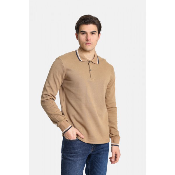 PACO & CO ΑΝΔΡΙΚΟ ΜΑΚΡΥΜΑΝΙΚΟ POLO CAMEL 2481090